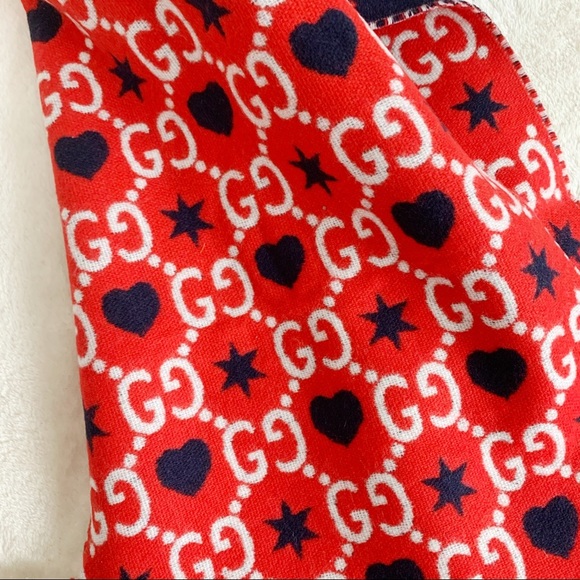 NWT Authentic Gucci Star & Heart GG Wool Scarf - Picture 5 of 7